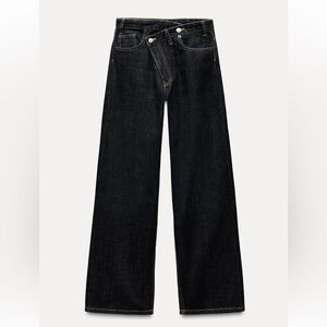 Zara Dark Denim, high rise wide leg jeans